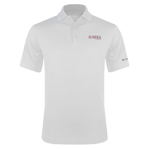  Columbia White Omni Wick Drive Polo - Wordmark