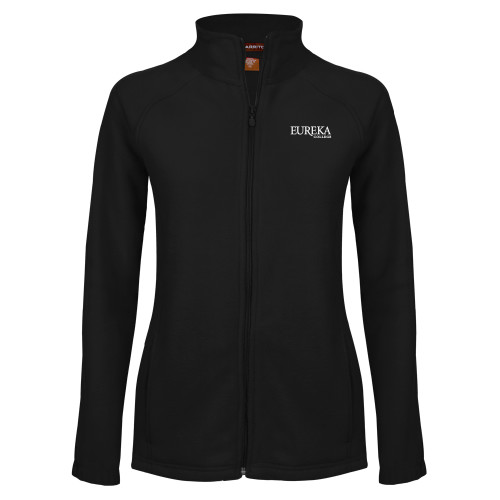  Womens Black Fleece Full Zip Jacket - Wordmark