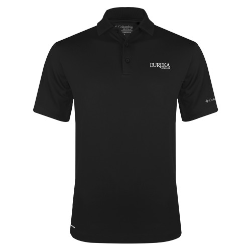  Columbia Black Omni Wick Drive Polo - Wordmark