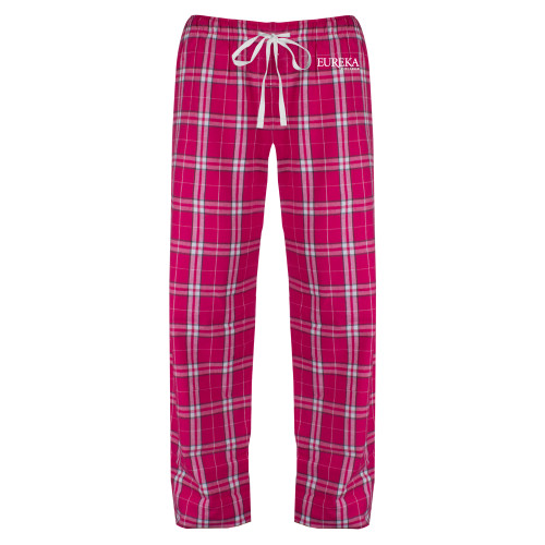  Womens Dark Fuchsia/White Flannel Pajama Pant - Wordmark