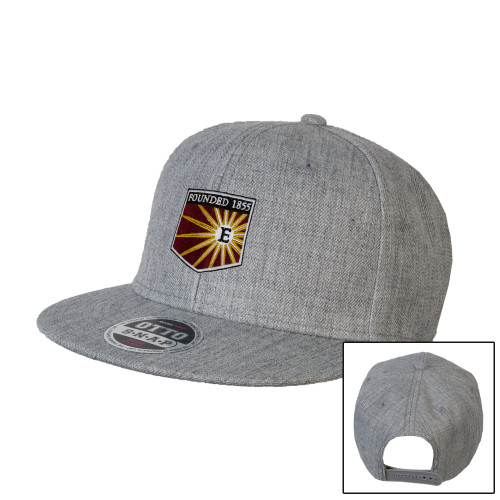  Heather Grey Wool Blend Flat Bill Snapback Hat - Shield