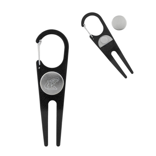  Black Aluminum Divot Tool/Ball Marker - Primary Athletic Mark Engraved