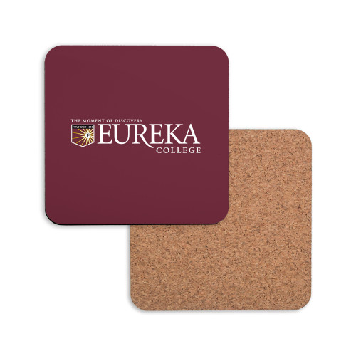 Hardboard Coaster w/Cork Backing - Eureka College w/ Shield