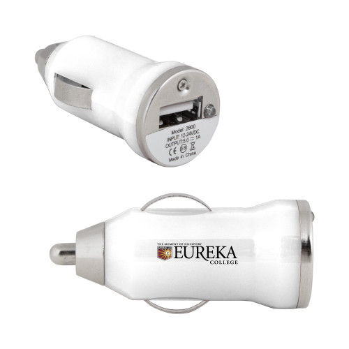  On the Go White Car Charger - Eureka College w/ Shield