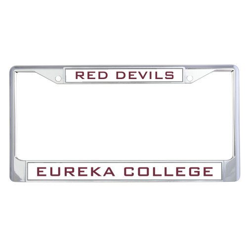  Metal License Plate Frame in Chrome - Red Devils