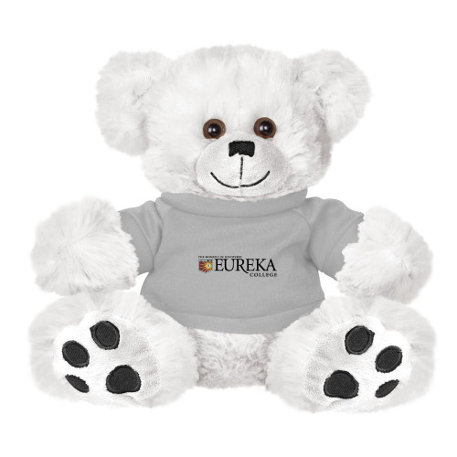  Plush Big Paw 8 1/2 inch White Bear w/Grey Shirt - Eureka College w/ Shield