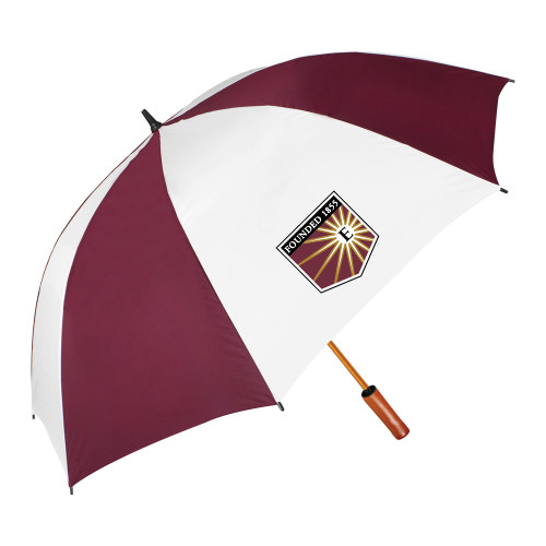 64 Inch Maroon/White Umbrella - Shield