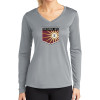 Thumbnail image for  Womens Grey Performance Long Sleeve V Neck Shirt