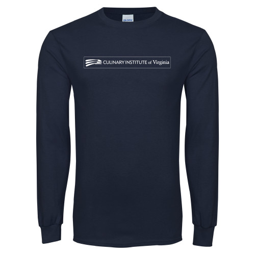  Navy Long Sleeve T-Shirt - Culinary Institute of Virginia - Flat