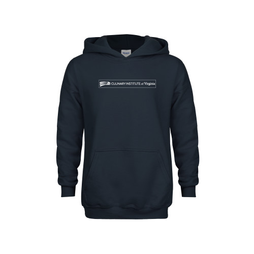  Youth Navy Fleece Hoodie - Culinary Institute of Virginia - Flat