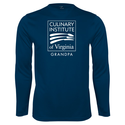  Navy Performance Long Sleeve Shirt - Culinary Institute of Virginia - Grandpa