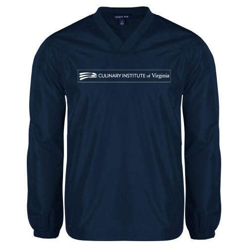  Navy V Neck Raglan Windshirt - Culinary Institute of Virginia - Flat