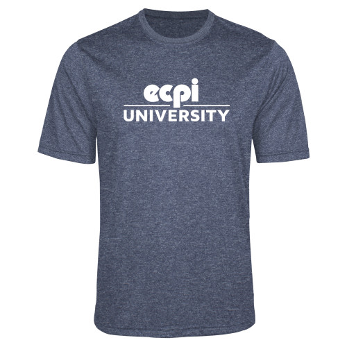  Navy Heather Performance Contender Tee - ECPI University Stacked