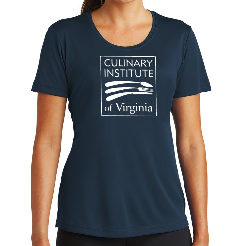  Womens Navy Performance Tee - Culinary Institute of Virginia