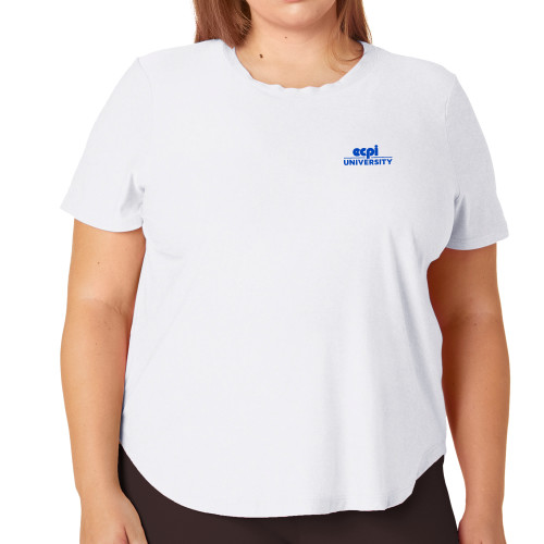  Beyond Yoga PLUS On The Down Low Short Sleeve Tee Cloud White - ECPI University Stacked