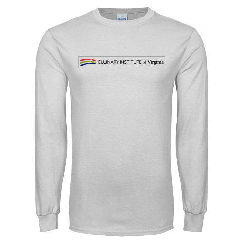  White Long Sleeve T Shirt - Culinary Institute of Virginia - Flat