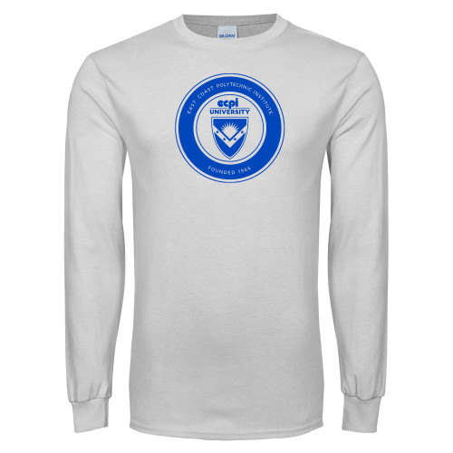  White Long Sleeve T Shirt - ECPI University Seal