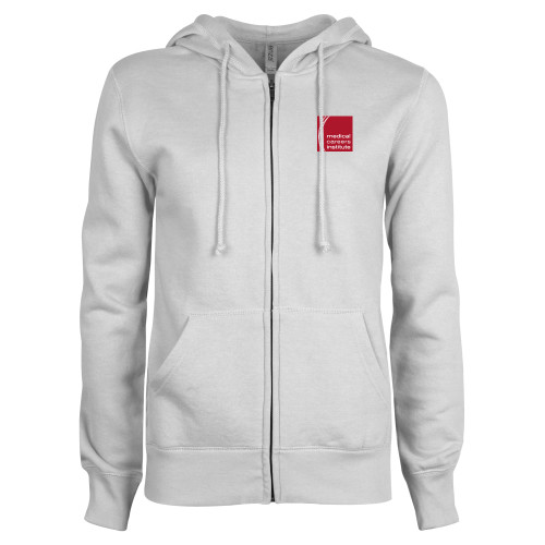  ENZA Womens White Fleece Full Zip Hoodie - Medical Careers Institute
