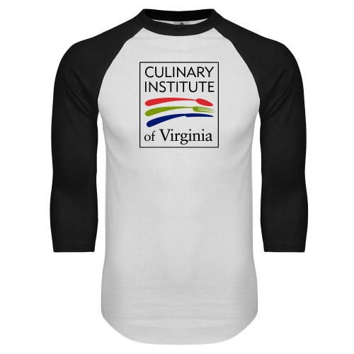  White/Black Raglan Baseball T Shirt - Culinary Institute of Virginia