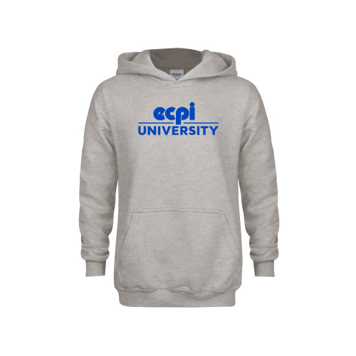  Youth Grey Fleece Hood - ECPI University Stacked