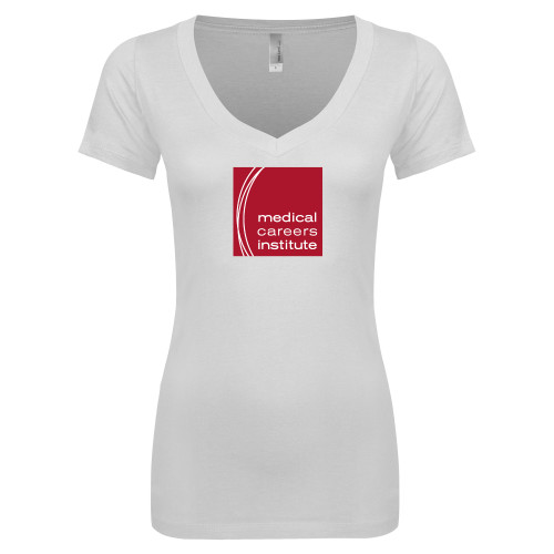  Next Level Womens White Ideal V Tee - Medical Careers Institute
