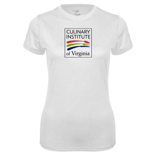  Womens White Performance Tee - Culinary Institute of Virginia
