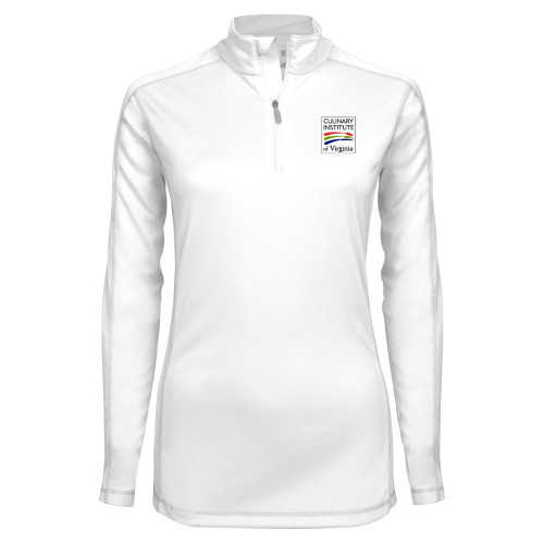  Syntrel Womens White Interlock 1/4 Zip - Culinary Institute of Virginia