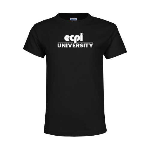 Youth Black T Shirt - ECPI University Stacked