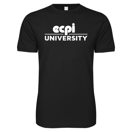  Next Level Black SoftStyle T Shirt - ECPI University Stacked