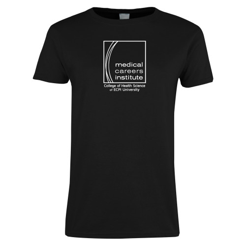  Womens Black Short Sleeve Tee - Medical Careers Institute - ECPI Tag