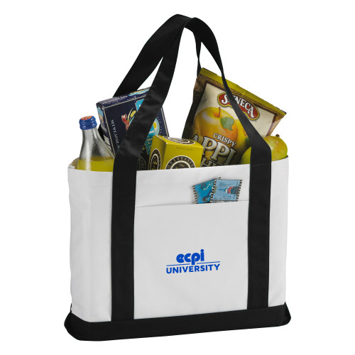  Contender White/Black Canvas Tote - ECPI University Stacked