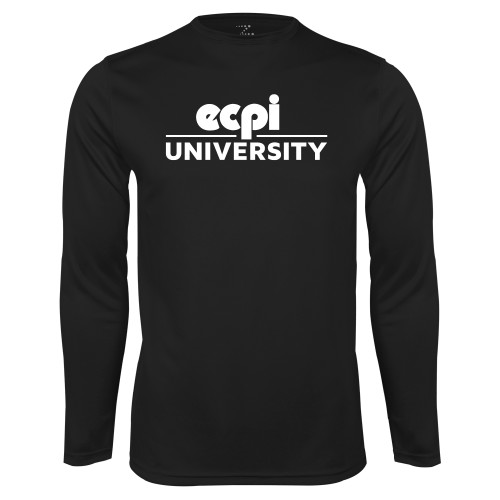  Black Performance Long Sleeve Shirt - ECPI University Stacked