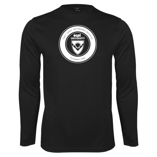  Black Performance Long Sleeve Shirt - ECPI University Seal