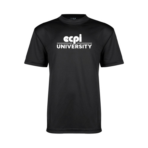  Youth Performance Black Tee - ECPI University Stacked
