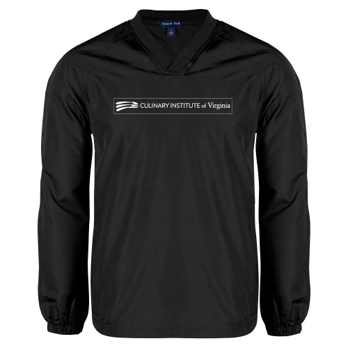  Black V Neck Raglan Windshirt - Culinary Institute of Virginia - Flat