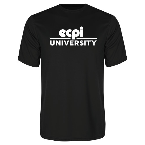  Black Performance Tee - ECPI University Stacked