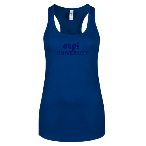  Next Level Racerback Tank Royal - ECPI University Stacked Dark Blue Glitter