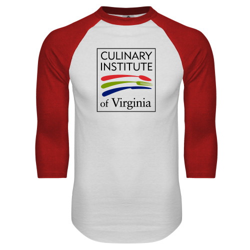  White/Red Raglan Baseball T Shirt - Culinary Institute of Virginia