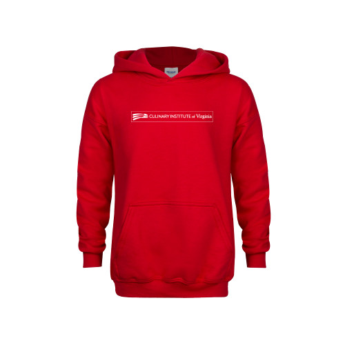  Youth Red Fleece Hoodie - Culinary Institute of Virginia - Flat