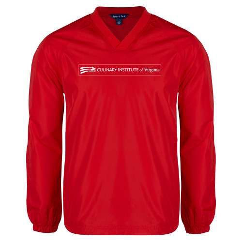  Red V Neck Raglan Windshirt - Culinary Institute of Virginia - Flat