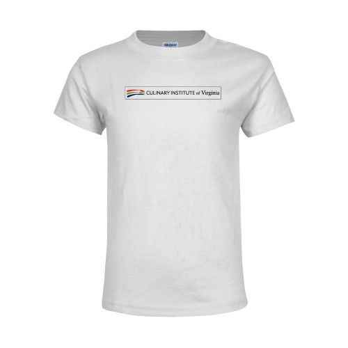  Youth White T Shirt - Culinary Institute of Virginia - Flat