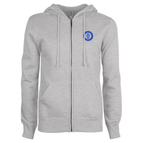  ENZA Womens Grey Fleece Full Zip Hoodie - ECPI University Seal