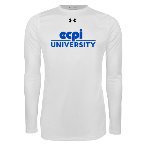  Under Armour White Long Sleeve Tech Tee - ECPI University Stacked