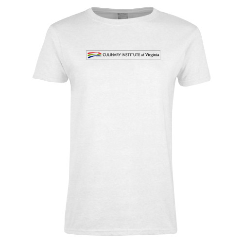  Womens White Short Sleeve Tee - Culinary Institute of Virginia - Flat