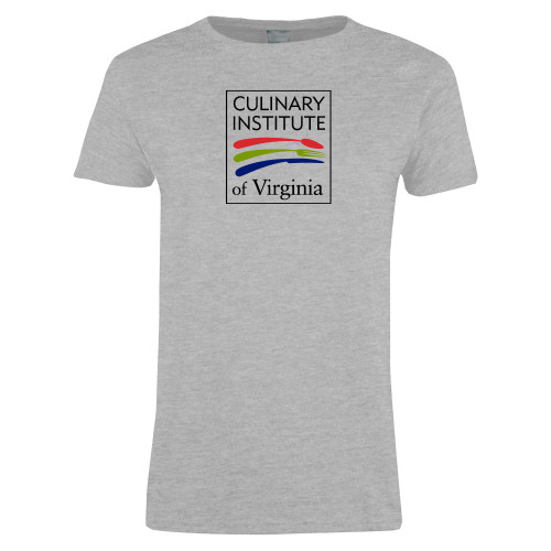  Womens Grey Short Sleeve Tee - Culinary Institute of Virginia