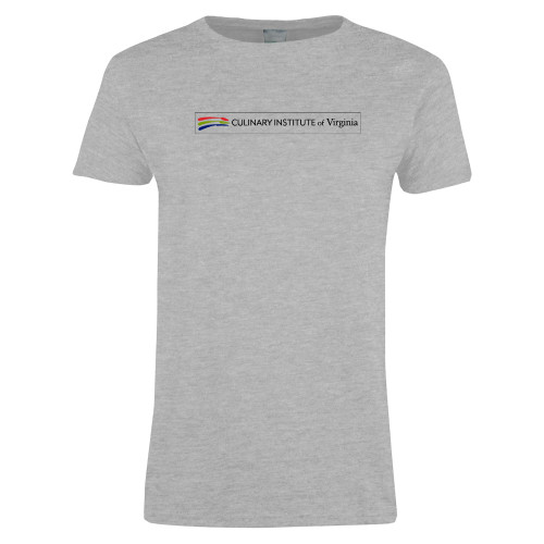  Womens Grey Short Sleeve Tee - Culinary Institute of Virginia - Flat