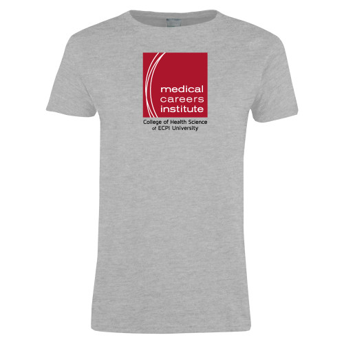  Womens Grey Short Sleeve Tee - Medical Careers Institute - ECPI Tag