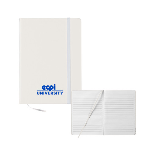  5x7 White Hard Cover Journal - ECPI University Stacked