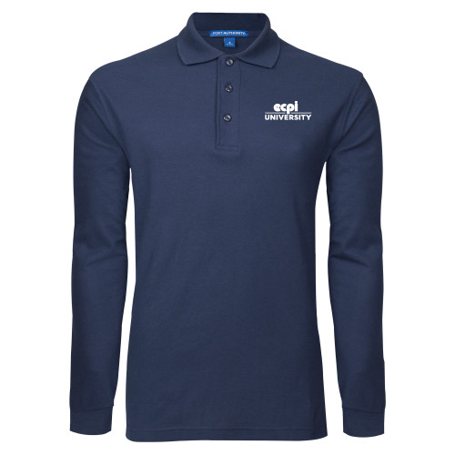  Navy Long Sleeve Polo - ECPI University Stacked