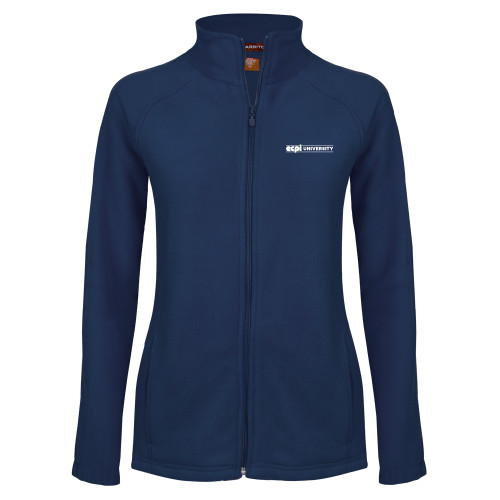  Womens Navy Fleece Full Zip Jacket - ECPI University Flat